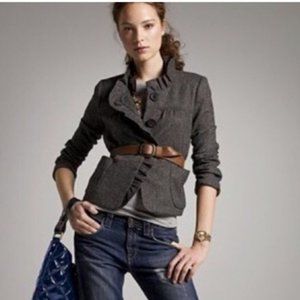J. Crew Gray Jacket with Brown Belt